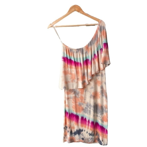 American Rag Dress One Shoulder Flowy Tie Dye Cocktail Wedding Party Size Small - Picture 3 of 7